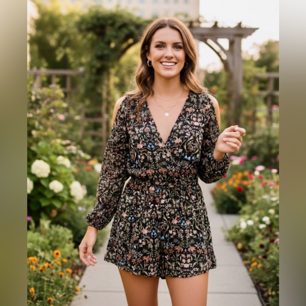 Material Girl Juniors Printed Romper NWT